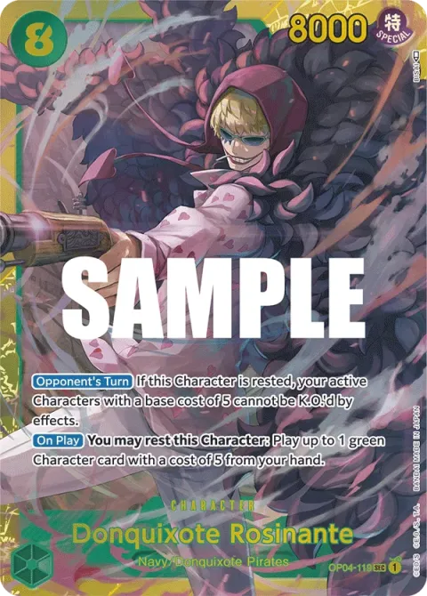 Carte One Piece Donquixote Rosinante OP04-119, extension Kingdoms of Intrigue (sortie anglaise)