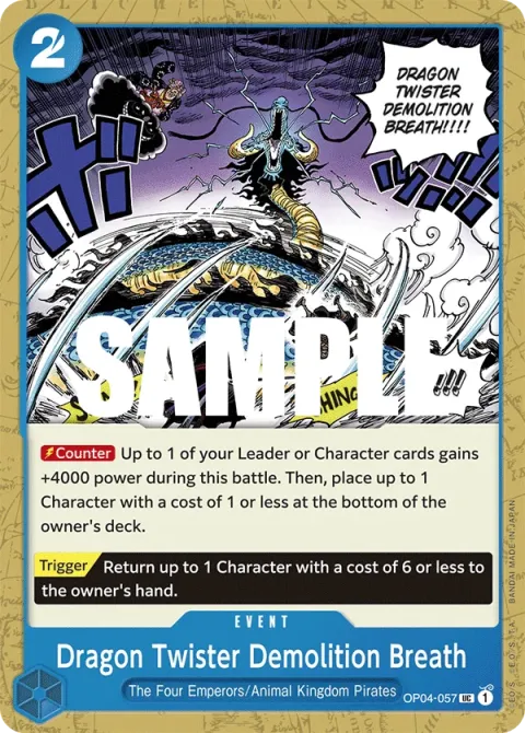 Carte One Piece Dragon Twister Demolition Breath OP04-057, extension Kingdoms of Intrigue (sortie anglaise)
