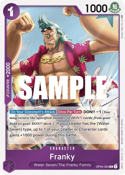 Carte One Piece Franky OP04-063, extension Kingdoms of Intrigue (sortie anglaise)