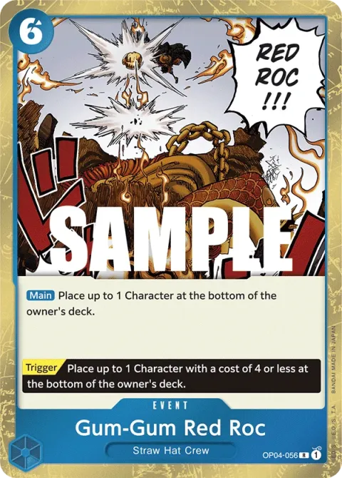 Carte One Piece Gum-Gum Red Roc OP04-056, extension Kingdoms of Intrigue (sortie anglaise)