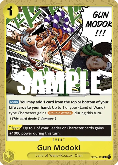 Carte One Piece Gun Modoki OP04-115, extension Kingdoms of Intrigue (sortie anglaise)