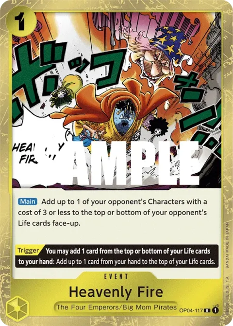 Carte One Piece Heavenly Fire OP04-117, extension Kingdoms of Intrigue (sortie anglaise)