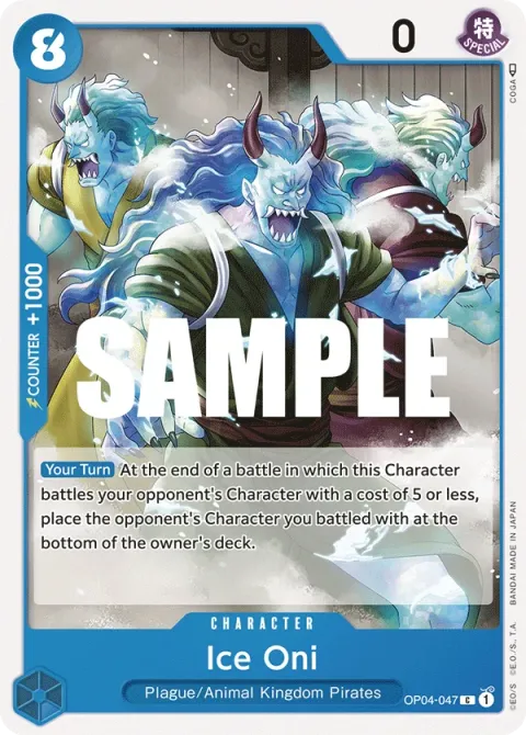Carte One Piece Ice Oni OP04-047, extension Kingdoms of Intrigue (sortie anglaise)