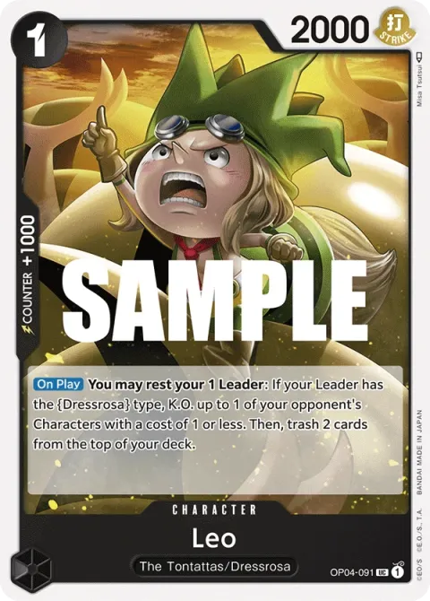 Carte One Piece Leo OP04-091, extension Kingdoms of Intrigue (sortie anglaise)