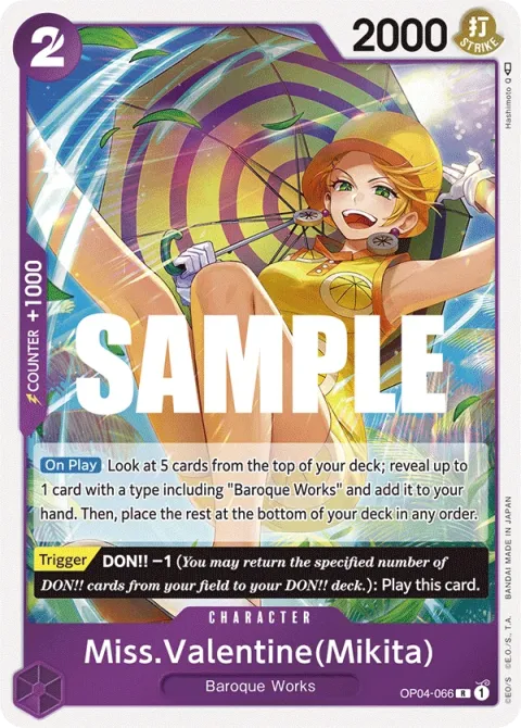 Carte One Piece Miss.Valentine(Mikita) OP04-066, extension Kingdoms of Intrigue (sortie anglaise)