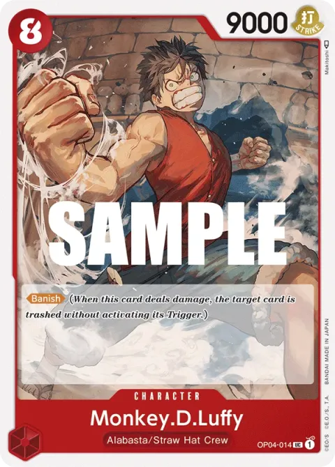 Carte One Piece Monkey.D.Luffy OP04-014, extension Kingdoms of Intrigue (sortie anglaise)