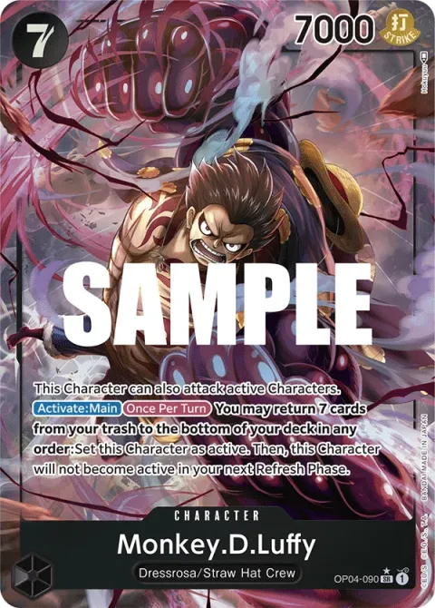 Carte One Piece Monkey.D.Luffy OP04-090 · parallèle, extension Kingdoms of Intrigue (sortie anglaise)
