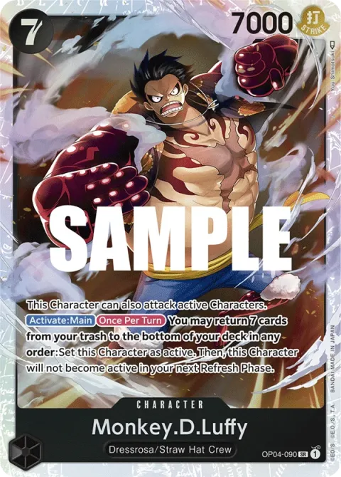 Carte One Piece Monkey.D.Luffy OP04-090, extension Kingdoms of Intrigue (sortie anglaise)
