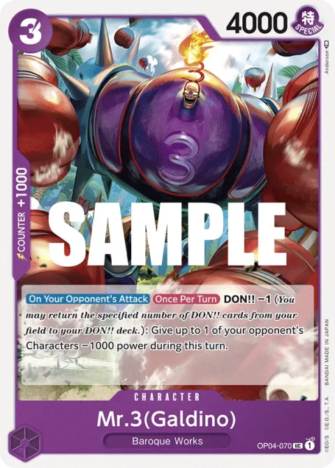 Carte One Piece Mr.3(Galdino) OP04-070, extension Kingdoms of Intrigue (sortie anglaise)