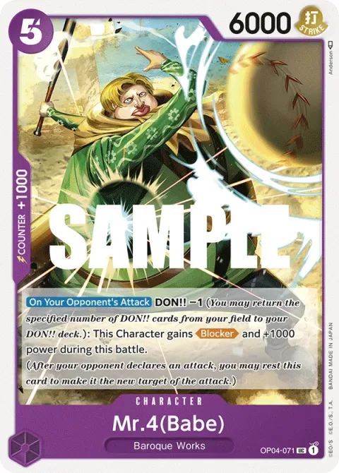 Carte One Piece Mr.4(Babe) OP04-071, extension Kingdoms of Intrigue (sortie anglaise)