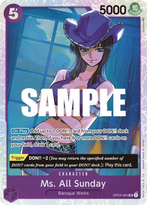Carte One Piece Ms. All Sunday OP04-064, extension Kingdoms of Intrigue (sortie anglaise)