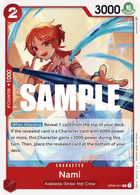 Carte One Piece Nami OP04-011, extension Kingdoms of Intrigue (sortie anglaise)