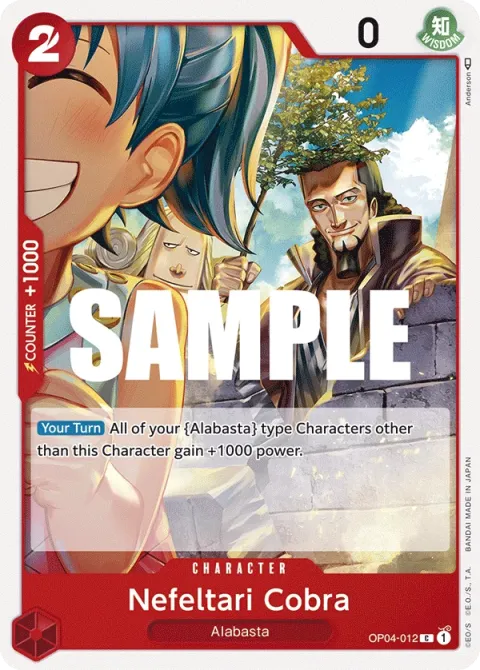 Carte One Piece Nefeltari Cobra OP04-012, extension Kingdoms of Intrigue (sortie anglaise)