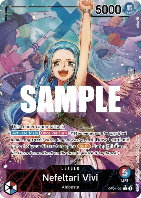 Carte One Piece Nefeltari Vivi OP04-001 · parallèle, extension Kingdoms of Intrigue (sortie anglaise)
