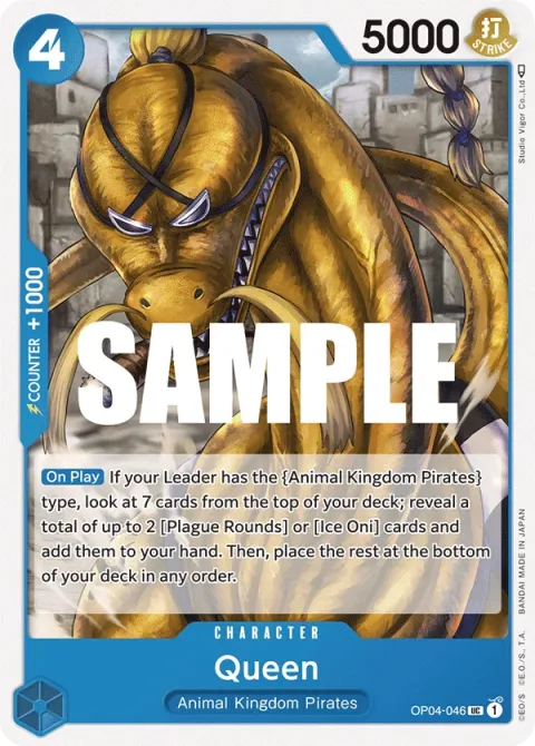 Carte One Piece Queen OP04-046, extension Kingdoms of Intrigue (sortie anglaise)