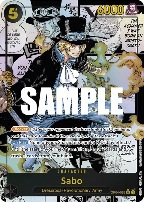 Carte One Piece Sabo OP04-083 · parallèle 2, extension Kingdoms of Intrigue (sortie anglaise)