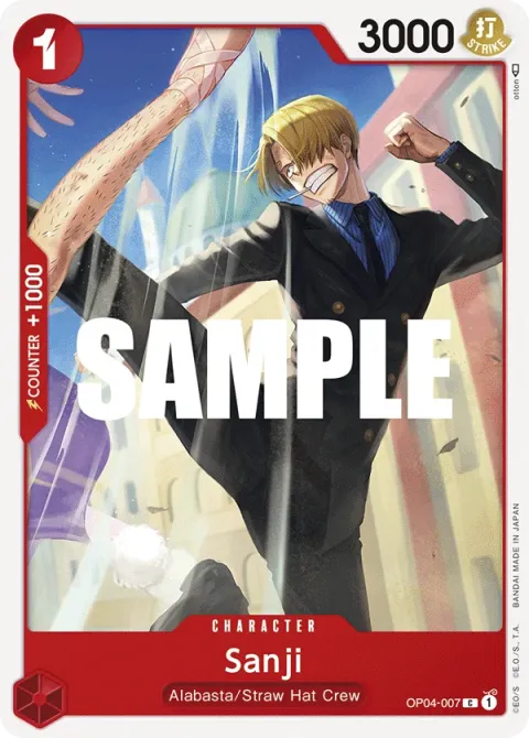 Carte One Piece Sanji OP04-007, extension Kingdoms of Intrigue (sortie anglaise)