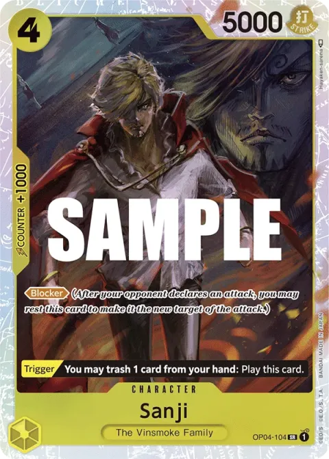 Carte One Piece Sanji OP04-104, extension Kingdoms of Intrigue (sortie anglaise)