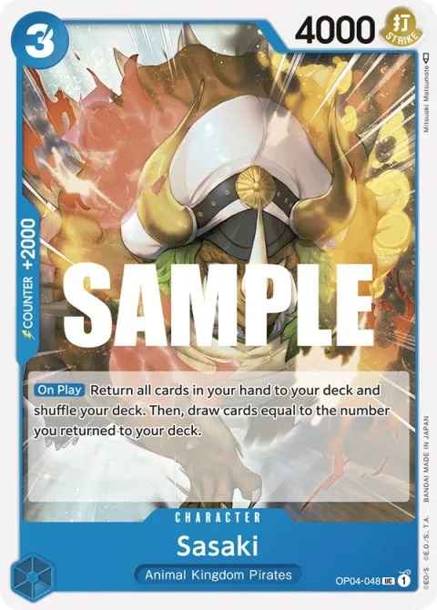 Carte One Piece Sasaki OP04-048, extension Kingdoms of Intrigue (sortie anglaise)