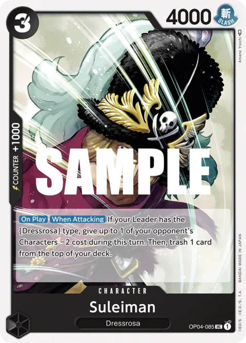Carte One Piece Suleiman OP04-085, extension Kingdoms of Intrigue (sortie anglaise)