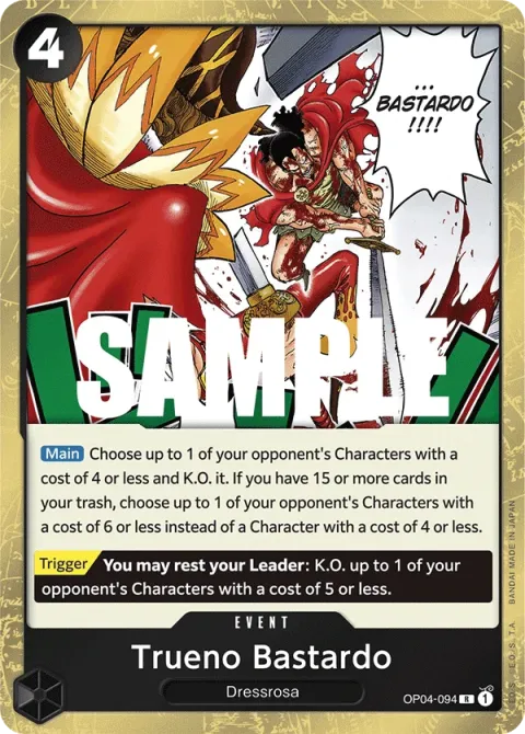 Carte One Piece Trueno Bastardo OP04-094, extension Kingdoms of Intrigue (sortie anglaise)