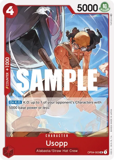 Carte One Piece Usopp OP04-003, extension Kingdoms of Intrigue (sortie anglaise)