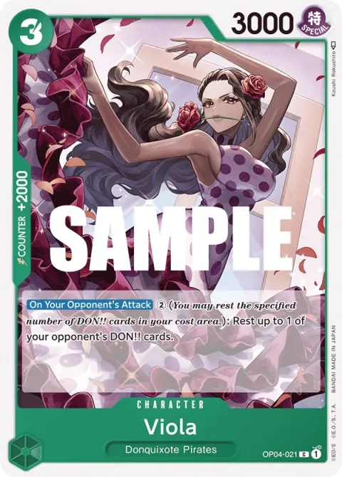 Carte One Piece Viola OP04-021, extension Kingdoms of Intrigue (sortie anglaise)