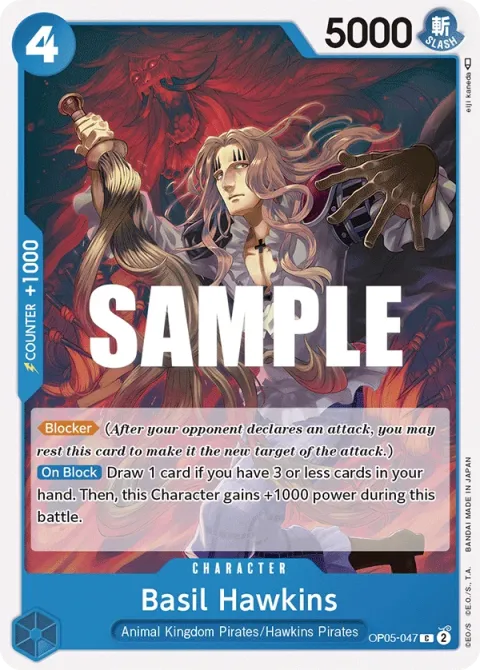 Carte One Piece Basil Hawkins OP05-047, extension Awakening of the New Era (sortie anglaise)