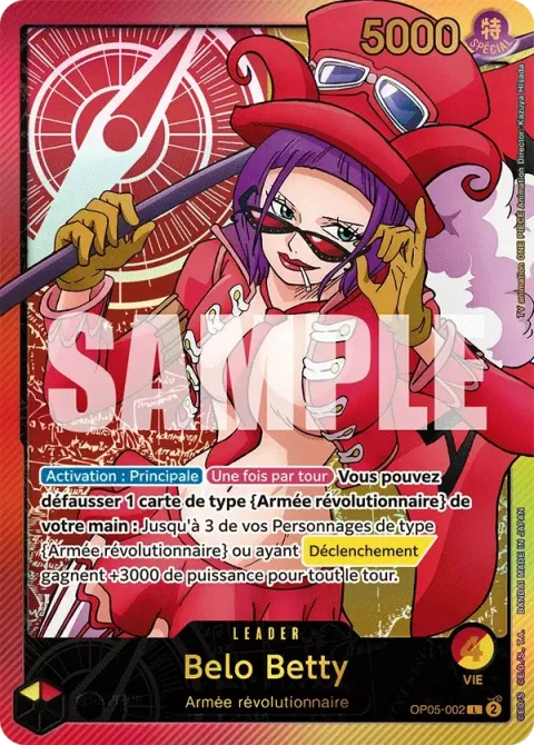 Carte One Piece Belo Betty OP05-002 · parallèle, extension Awakening of the New Era (sortie anglaise)