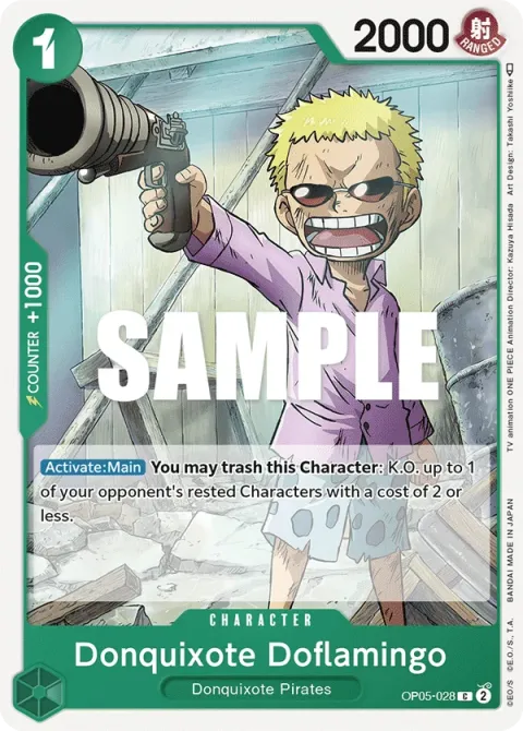 Carte One Piece Donquixote Doflamingo OP05-028, extension Awakening of the New Era (sortie anglaise)