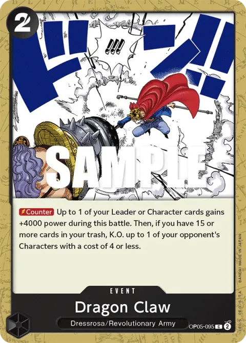 Carte One Piece Dragon Claw OP05-095, extension Awakening of the New Era (sortie anglaise)