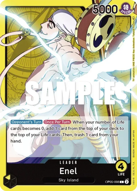 Carte One Piece Enel OP05-098, extension Awakening of the New Era (sortie anglaise)