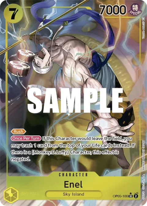 Carte One Piece Enel OP05-100 · parallèle, extension Awakening of the New Era (sortie anglaise)