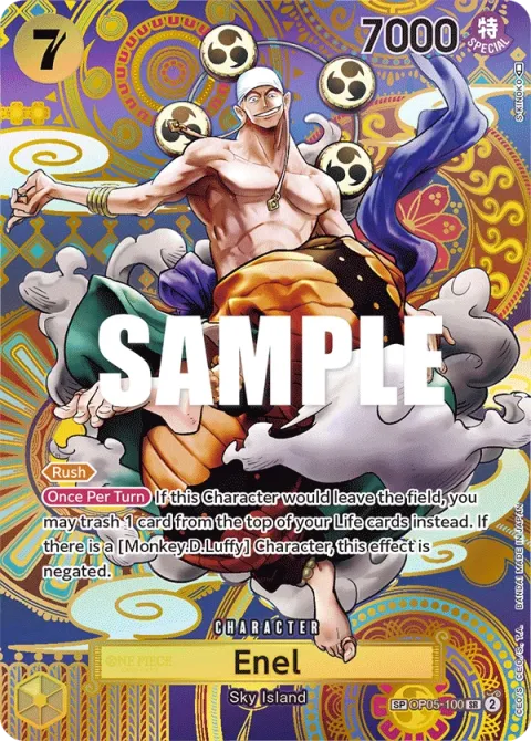 Carte One Piece Enel OP05-100 · parallèle 2, extension Awakening of the New Era (sortie anglaise)