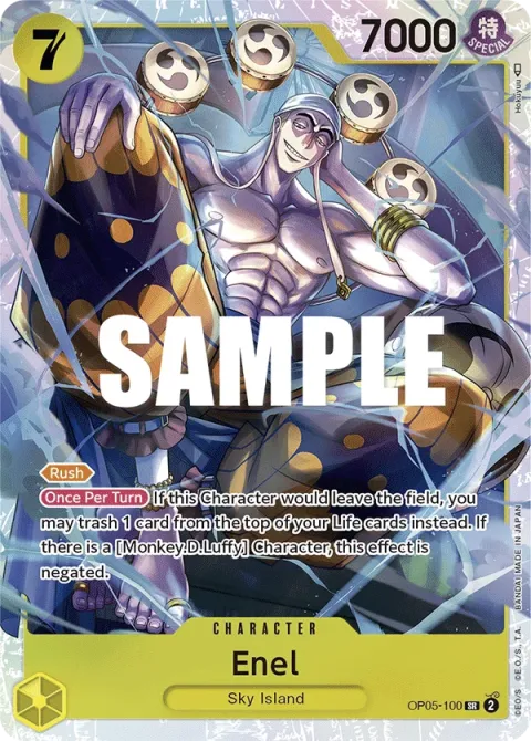 Carte One Piece Enel OP05-100, extension Awakening of the New Era (sortie anglaise)