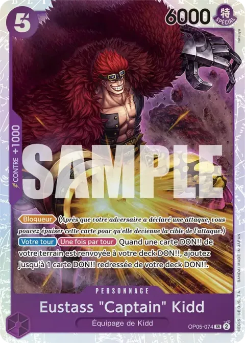 Carte One Piece Eustass « Captain » Kidd OP05-074 · parallèle, extension Awakening of the New Era (sortie anglaise)