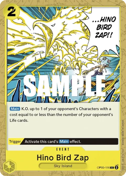 Carte One Piece Hino Bird Zap OP05-116, extension Awakening of the New Era (sortie anglaise)