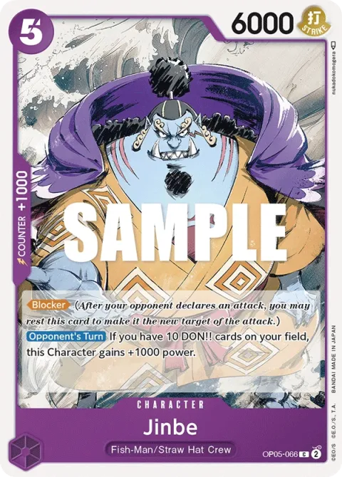 Carte One Piece Jinbe OP05-066, extension Awakening of the New Era (sortie anglaise)