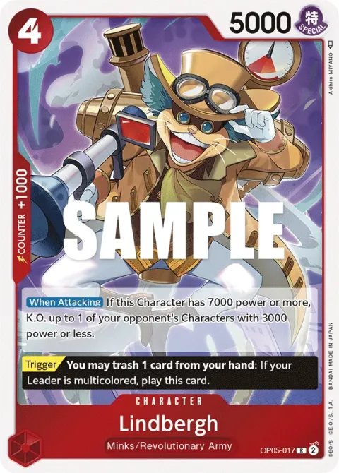 Carte One Piece Lindbergh OP05-017, extension Awakening of the New Era (sortie anglaise)