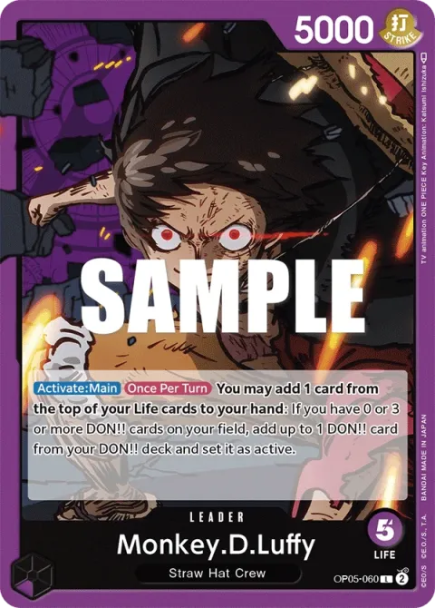 Carte One Piece Monkey.D.Luffy OP05-060, extension Awakening of the New Era (sortie anglaise)
