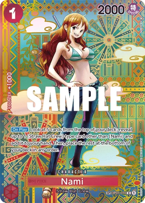 Carte One Piece Nami OP01-016 · parallèle 4, extension Awakening of the New Era (sortie anglaise)
