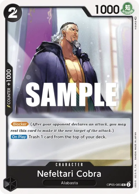 Carte One Piece Nefeltari Cobra OP05-085, extension Awakening of the New Era (sortie anglaise)
