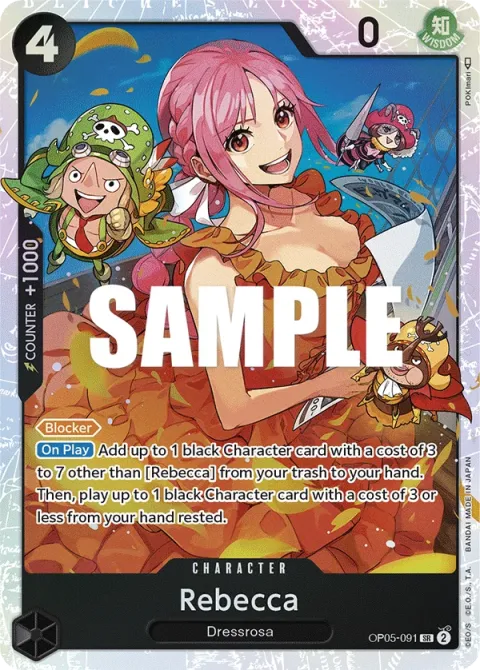Carte One Piece Rebecca OP05-091, extension Awakening of the New Era (sortie anglaise)