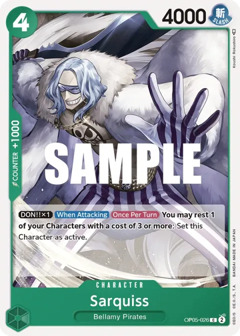 Carte One Piece Sarquiss OP05-026, extension Awakening of the New Era (sortie anglaise)
