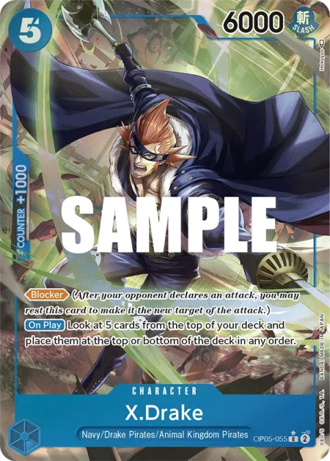 Carte One Piece X.Drake OP05-055 · parallèle, extension Awakening of the New Era (sortie anglaise)