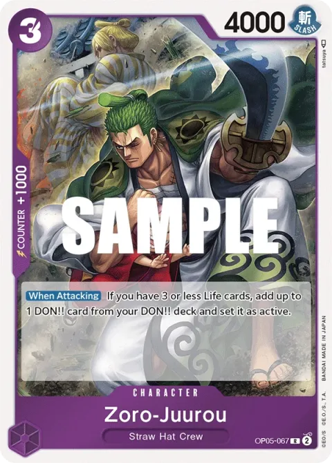Carte One Piece Zoro-Juurou OP05-067, extension Awakening of the New Era (sortie anglaise)