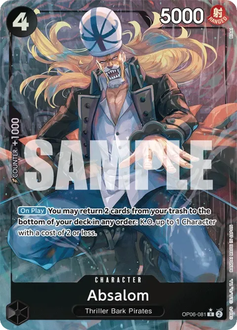 Carte One Piece Absalom OP06-081 · parallèle, extension Wings of the Captain (sortie anglaise)