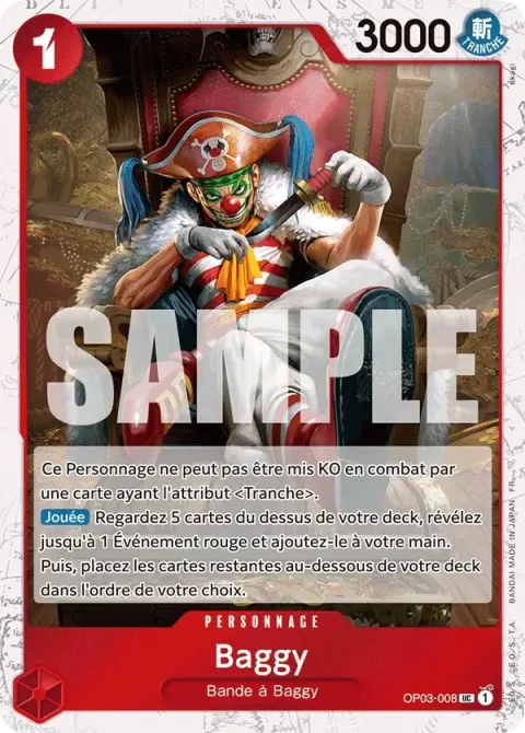 Carte One Piece Baggy OP03-008 · parallèle, extension Wings of the Captain (sortie anglaise)
