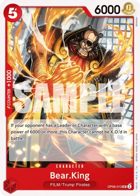Carte One Piece Bear.King OP06-012, extension Wings of the Captain (sortie anglaise)