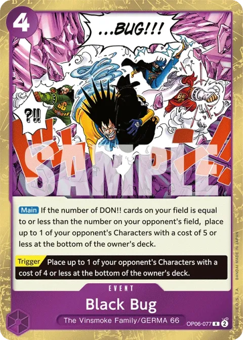 Carte One Piece Black Bug OP06-077, extension Wings of the Captain (sortie anglaise)